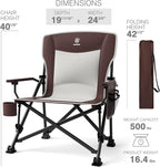 EVER ADVANCED Oversized Folding Camping Chair, for Adults Heavy Duty Lawn Chair with Side Pockets, Portable Collapsible Quad Chair for Outside, Support Up to 500lbs, Red 2Pack