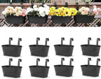 OGIMA 8pcs Hanging Planters Flower Pots, Metal Iron Wall Planter Indoor/Outdoor for Railing Balcony Garden Home Decoration with Detachable Hooks