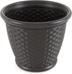 Suncast Sonora 18 Inch Lightweight Durable Plastic Wicker Decorative Flower Planter Pot for Yard, Garden, Indoor or Outdoor Use, Brown