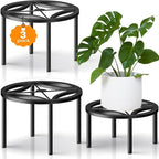 TOSKING 3-Pack Plant Stands - Heavy Duty Low Plant Stand, No Assembly Required Risers for Potted Plants Indoor and Outdoor, Ready to Use(10.24" & 10.24" & 8.66" Diameter)