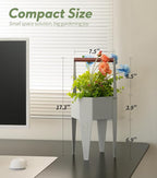 Planter with Stand, Metal 2 in 1 Portable Planter with Grow Bags & Handle, Stable Stylish Indoor Plant Pots with Stand, Modern Flower Pots Outdoor, 7.5'' x 17.3'', White, Plant Not Included