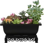 Bonsai Planter Rectangular Brown Plastic 7.5 Inch with Stand