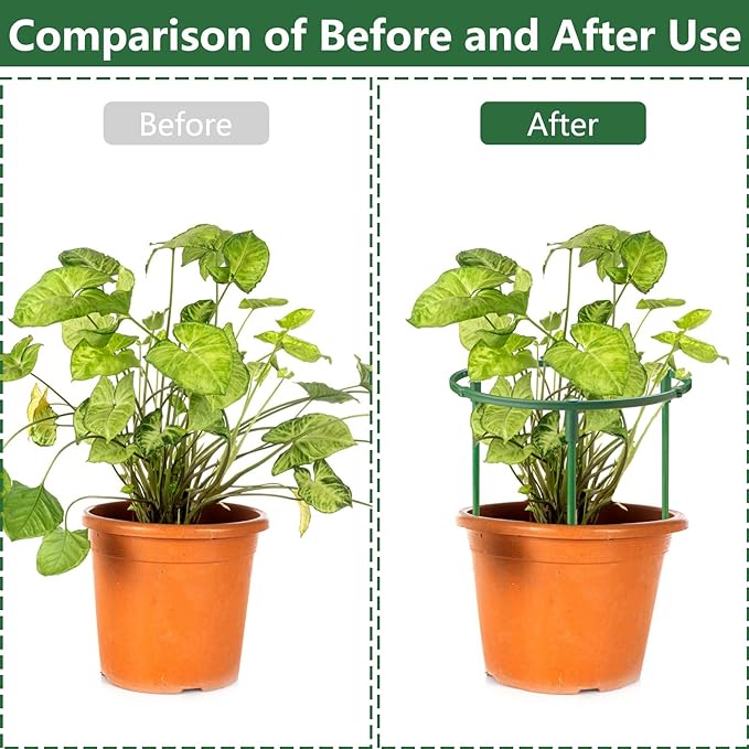 12Packs Plant Support Stakes Half Round Plant Stakes for Indoor Plants, Stackable 3 Tier Garden Flower Support, Plant Cages for Tomato,Monstera, Peony, Hydrangea, Climbing Plants
