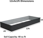 12x4x1 ft(2 Pack) Galvanized Raised Garden Bed,Outdoor Planter Box Metal Patio Kit Planting Bed for Vegetables Flowers and Succulents,Black