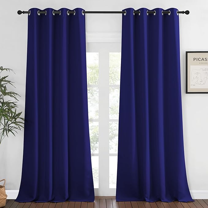 Blackout Window Curtain 95 inch Length – Navy Blue, 1 Panel, W52 x L90