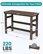 SERWALL 41" Outdoor Bar Table, HDPE Patio Bar Counter Height Table, All Weather Adirondack Outdoor Bar Height Table, Rectangle Patio Bar Table for Outside, Garden, Backyard, Balcony, Poolside, Coffee