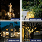 Gardenreet Brass Landscape Lighting Kit (4-Pack LED Spotlights) with 100 Feet Cable and 20Pack Wire Connectors for Outdoor House Garden Patio Without Low Voltage Transformer