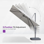 PURPLE LEAF 8 FT Outdoor Umbrella with Base Patio Cantilever Aluminum Umbrella with 3 Years Fade Resistance Recycled Fabric Offset Square with 360-degree Rotation for Deck Garden, Pebble Grey