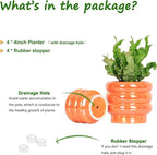 4.1 inch 4 pcs Ceramic Plant Pots for Indoor Plants, Rainbow Pearl Glaze Planter with Planters for Plants with Drainage Hole, Orchid Pots, Succulent Pot, Small Flower Pot (Orange)