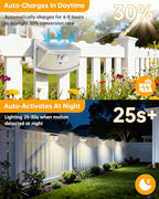 Aootek New Solar Motion Sensor Lights 120 LEDs with Lights Reflector,270° Wide Angle, IP65 Waterproof, Step Lights for Front Door, Yard, Garage, Deck (White, Warm White, 4-Pack)