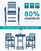 SERWALL 6 Pieces Outdoor Patio Bar Set with 9ft Umbrella, Outdoor HDPE Barstool and Table Furniture Set with Patio Umbrella, Blue