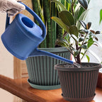 Large-Planter-Indoor-Outdoor Plant Pots, 12 inch 4 Pack Plastic Flower Pots with Saucer And Drainage Holes, Modern Garden Planters For Planting Medium Large Plants, Decorative Resin Garden Pots