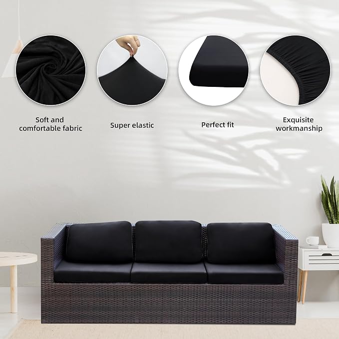 Cushion Covers 8 Pack Black Stretch Outdoor Sofa Slipcovers