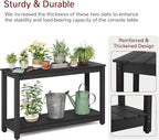 Stoog Outdoor Console Table, All-Weather 2-Tier Patio Console Table with Adjustable Feet, Low Maintenance, for Backyard, Garden, Entryway, and Deck, Black