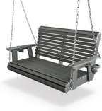 HDPE Porch Swing with 18/8 Stainless Steel Bolts, Ergonomic Design, Ultra Weather-Resistant, Heavy Duty 1200 LBS, for Outdoor Patio Garden Yard (Gray)