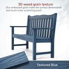 Stoog 4-Piece Patio Furniture Set, All-Weather HIPS Outdoor Dining Set, Includes 1 Bench, 2 Chairs, 1 Coffee Table, Blue