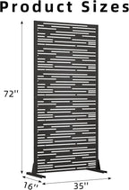 Casaphoria Metal Privacy Screen Outdoor, 72" H x 35" W Freestanding Decorative Privacy Screen for Patio Deck Balcony Garden with Stable Base, Black-Shine