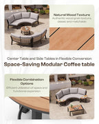 Outdoor Patio Sectional Modular Sofa, Aluminum 1 Piece Curved Patio Couch with Washable Cushions, All Weather PE Rope Sofa for Backyard,Porch, Deck, Poolsid, Gray
