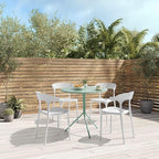 Modern Stackable Dining Chair Set, No Assembly, Plastic Chair, Patio Chair, Suitable for Indoor and Outdoor Cafes and Restaurants, Set of 4 (Cloud White)