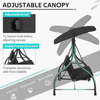 U-MAX Porch Swing Chair with Adjustable Backrest&Canopy, 3 Seat Patio Swing with Canopy 2-in-1 Convertible Outdoor Swing with Canopy Patio Daybed with Removable Black Cushions for Adults