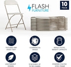 Flash Furniture Hercules Series Plastic Folding Chairs for Parties and Weddings, Stackable Commercial Event Seats, Set of 10, Beige