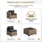 Aoxun Patio Furniture Sets, 10-Piece Outdoor Patio Furniture with Thick Cushions, Wicker Outdoor Conversation Set Sectional Sofa for Backyard, Poolside, Garden