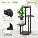 Plant Stand Indoor, 4 Tier Thickened Metal Corner Plant Shelf for Multiple Plants, Indoor Plants Tiered Flower Pot Stand for Patio Garden Balcony Living Room Bedroom(Black Oak)