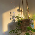 HDCRYSTALGIFTS 4 Pack Crystal Sun Catchers with 13.5'' Small Trellis for Potted Plants Indoor Plant Stake Suncatcher Decoration for Home Window Garden, Sliver
