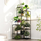 Bamworld Black Plant Stand Indoor Outdoor Corner Plant Shelf 54.7" Tall Plant Table Metal Large Plant Holder for Multiple Plants Patio Balcony Garden Office Home Decor