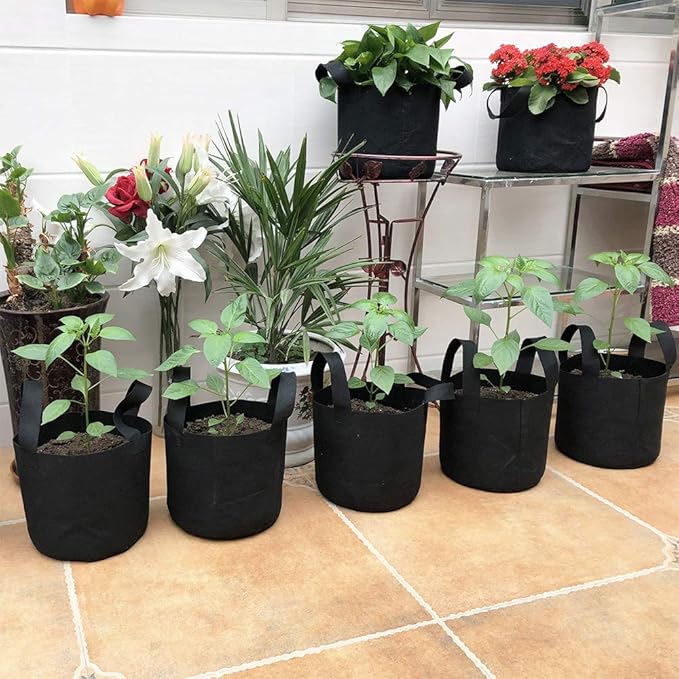 JERIA 12-Pack 30 Gallon Grow Bags, 300G Thickened Nonwoven Garden Pots,Heavy Duty Fabric Pots with Reinforced Handles