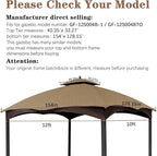 SCOCANOPY Khaki Ripstop Replacement Top for Lowe's Allen Roth 10X12 Gazebo Model #GF-12S004B-1/ GF-12S004BTO