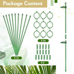 meekoo 12 Pcs Adjustable Garden Plant Support Stakes Single Stem Plant Cage Support Rings with Clips and Connect Pipe for Orchid Rose Tomato, 12 Inch (Green)