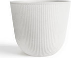 WORTH Garden Round Large Planter Pot 1-Pack - 17.5" Dia x 15.5" H - Durable Plastic White Plant Tree Pots with Vertical Stripe Textured Finish, Drainage Hole for Indoor, Outdoor, Front Porch, Patio