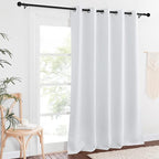 NICETOWN Room Darkening Window Curtains for Farmhouse - Easy Care Solid Thermal Insulated Grommet Doorway Drape for Bedroom/Living Room (1 Panel, W66 by L90, Greyish White)