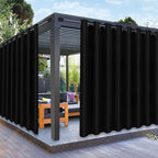 PureFit Outdoor Curtains for Patio Waterproof Weatherproof, UV Resistant Outside Curtains for Gazebo, Front Porch, Pergola, Sun Blocking Privacy Curtain, 120W x 108L inch, 1 Panel, Black
