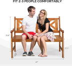 Natural Wood Outdoor Bench, 50 Inch Patio and Garden Seat