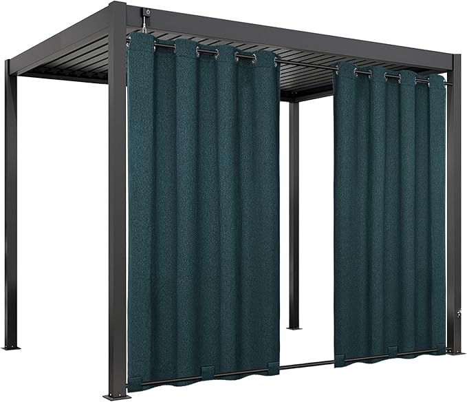 Easy-Going Linen Look Outdoor Curtains Waterproof Windproof Porch Curtains, Soft Thicken Outdoor Privacy Curtains for Patio, Gazebo, Grommet Top and Tab Bottom Drape, 1 Panel, 54x84 inch, Teal