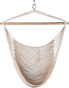 Lazy Daze Hammocks Chair Caribbean Hanging Rope Weaving Chair with 40" Hardwood Spreader Bar and Soft-Spun Cotton Rope for Indoor/Outdoor Backyard & Living Room, Max 300 LBS, Natural