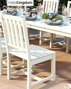 7-Piece White Outdoor Dining Set with Beige 11FT Large Patio Umbrella, 75.2'' HDPE Table & Chairs for 6, Weather-Resistant Furniture with Umbrella Hole for Patio, Lawn, Poolside