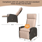 Grand patio Outdoor Recliner with Independent Adjustable Back and Footrest, Air Pump 150° Lay Flat Reclining Chair Removable Olefin Cushion Flip-Up Table Wicker Beige 1PC