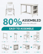 SERWALL 10-Piece HDPE Counter Height Dining Table Sets with Storage and Wine Rack, 2 Rectangular Bar Table with Bar Stools Set of 8 for Garden, Backyard, Kitchen, White