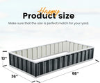KING BIRD Raised Garden Bed 68" x 36" x 12" (2 Packs) Galvanized Steel Metal Outdoor Planter Kit Box for Vegetables, Flowers, Fruits, and Herbs, Dark Grey