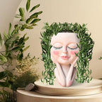 Head Planter Pot for Plants - Face Flower Pots Indoor Outdoor, Cute Succulent Head Planter, Creative Plant Pots With Drainage, Resin Cactus Planter Coffee Table Decor, Women/Mother Vase Gifts Ideas