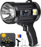 Spotlight 1000000 Lumens, 6 Modes Led Rechargeable Spotlight Flashlight As Seen on TV with Tripod, 3 Color Filters, Super Bright Solar Spot Lights Outdoor Handheld for Hunting, Boating, Large