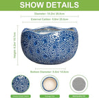 10 Inch Plant Pot - Ceramic Pots for Plants Indoor Outdoor, Round Bonsai Pots with Drainage Hole, Decorative Flower Pot, Modern Unique Planters, House Decor, Housewarming Gifts, Blue