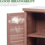 Outdoor Storage Cabinet & Potting Bench Table with Metal Top, Wooden Patio Furniture, Garden Workstation (Dark Brown, 36x31x17in)