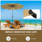 Abba Patio 11FT Lyon Outdoor Patio Umbrella Outdoor Table Umbrella with Push Button Tilt and Crank Market Umbrella 8 Sturdy Ribs UV Protection Waterproof for Garden Deck Backyard Pool Tan