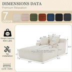 80 Inch Chaise Lounge Chair Indoor, Oversized Corduroy Upholstered Boneless Sofa Bed, Deep Seat Sleeper Couch Reading Chairs, Cloud Sofas Couches for Living Room, No Assembly Required (Beige)