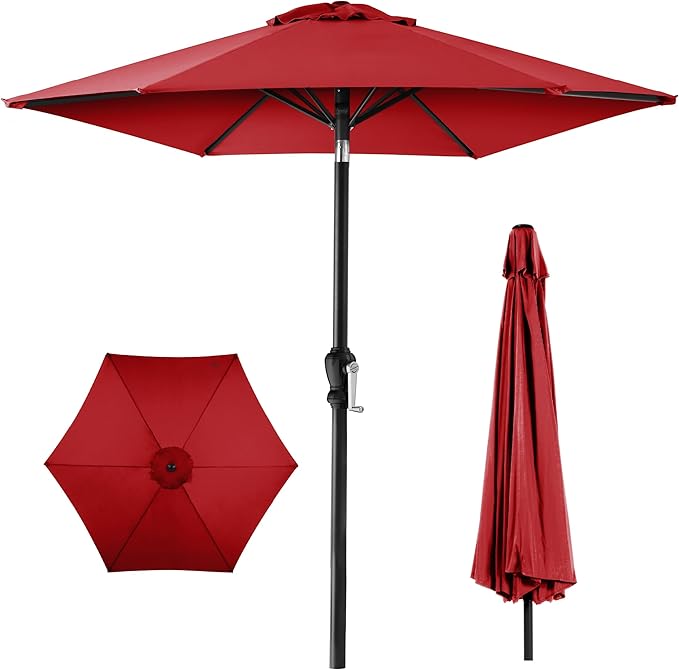 Best Choice Products 10ft Outdoor Table Compatible Steel Polyester Market Patio Umbrella w/Crank and Easy Push Button Tilt