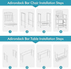 Ciokea 3 Pcs Outdoor Bar Height Table Set, 60" Extra Long Rectangle High Top Table and 2 Oversized Adirondack Chairs Set, Heavy-Duty All-Weather HDPE Patio Bar Set for Backyard Balcony Deck, White